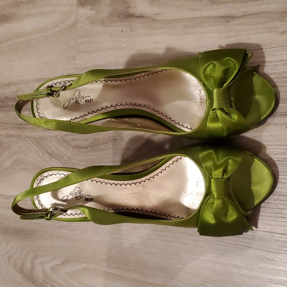 Green Satin Heels